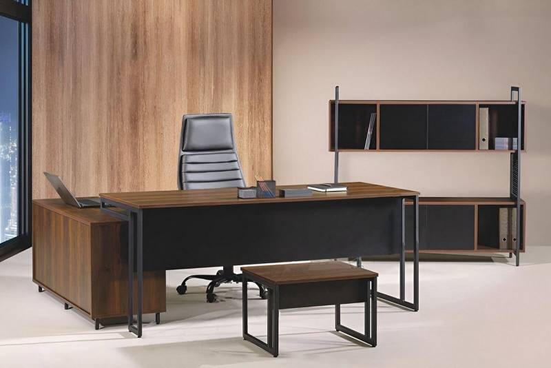 JVmoebel Arbeitstisch Arbeitszimmermöbel Komplettbüro Eckbürotisch Büro 3tlg Holz Braun Set (3-St., 1x Bürotisch + 1x Couchtisch + 1x Schrank ohne Sessel), Made in Europa von JVmoebel