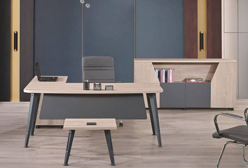 JVmoebel Büromöbel-Set Arbeitszimmermöbel Komplettbüro Eckbürotisch Set 3tlg Holz Weiß Tisch, (3-tlg., 1x Bürotisch + 1x Couchtisch + 1x Schrank ohne Sessel), Made in Europa von JVmoebel