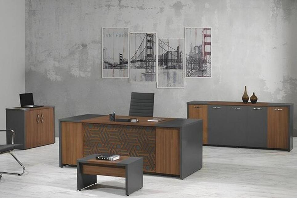 JVmoebel Büromöbel-Set Komplettbüro Bürotisch Büromöbel Schreibtisch Set 4tlg Holz Braun Büro, (4-tlg., 1x Bürotisch + 1x Couchtisch + 1x Kommode + 1x Schrank ohne Sessel), Made in Europa von JVmoebel
