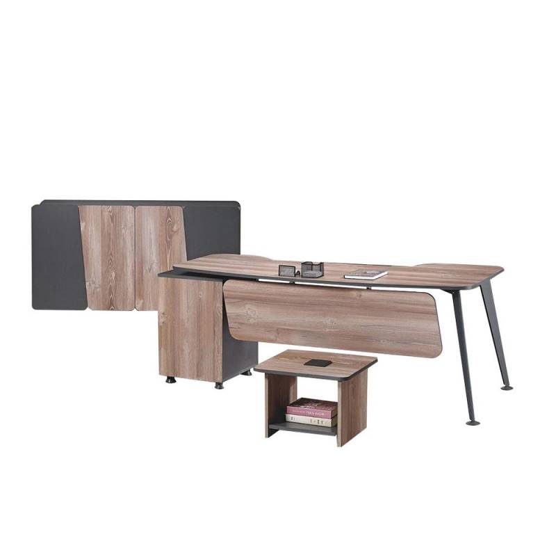 JVmoebel Büromöbel-Set Möbel Büro Arbeitszimmermöbel Schreibtisch Set 3tlg Holz Braun Tisch, (3-tlg., 1x Bürotisch + 1x Couchtisch + 1x Schrank ohne Sessel), Made in Europa von JVmoebel