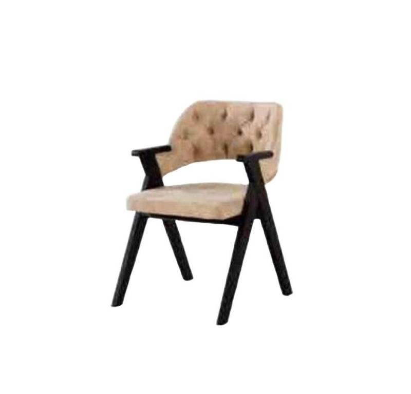 JVmoebel Armlehnstuhl Beige Chesterfield Sessel mit weichem Sitz auf Holzbeinen, Made in Europa von JVmoebel