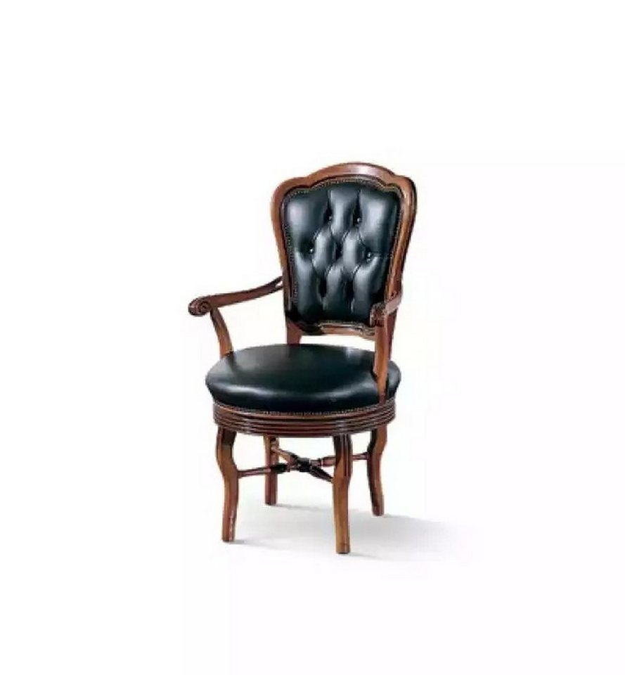 JVmoebel Armlehnstuhl Holz Chefsessel Chesterfield in Schwarz – Italienisches Design (1 St), Made in Europa von JVmoebel