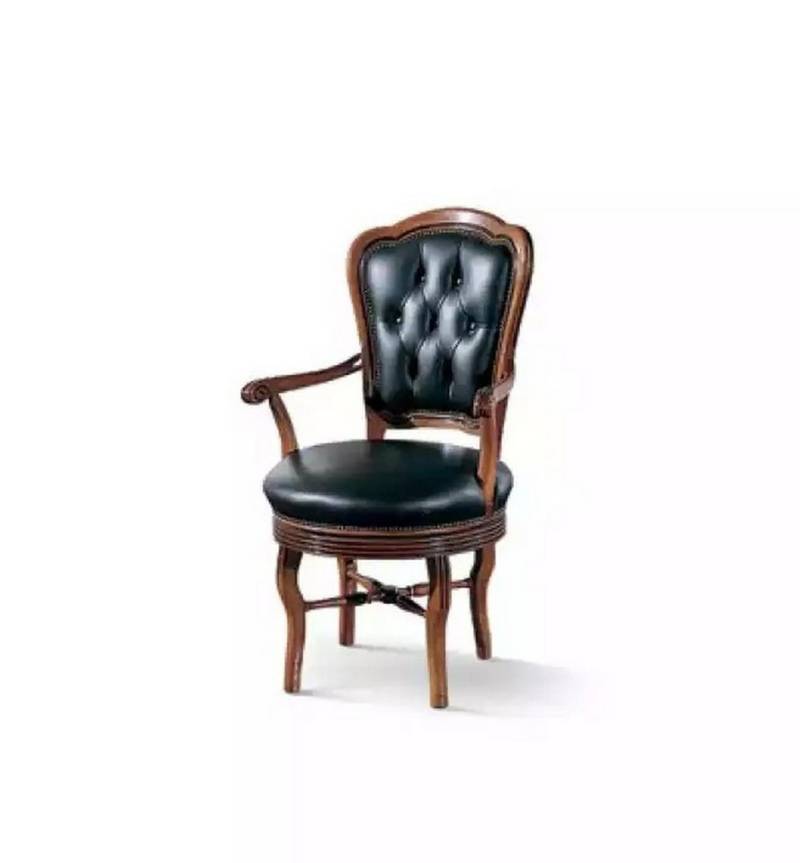 JVmoebel Armlehnstuhl Holz Chefsessel Chesterfield in Schwarz – Italienisches Design (1 St), Made in Europa von JVmoebel