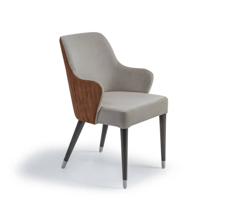 JVmoebel Armlehnstuhl Luxus Stuhl mit Armlehnen Grau Polstersitz Modern Esszimmer Designer (1 St), Made in Europa von JVmoebel