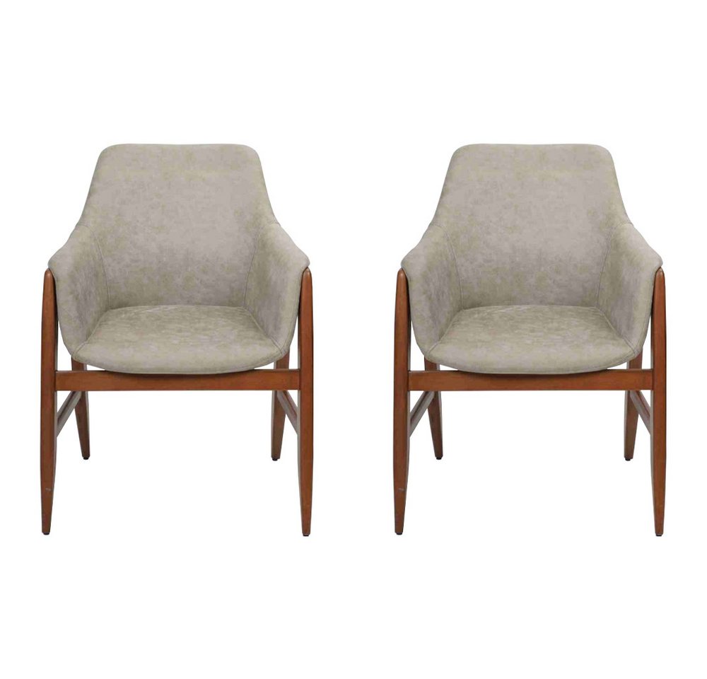 JVmoebel Armlehnstuhl Moderne graue Stühle aus Holz mit Stoffbezug für die Küche (2 St), Made in Europa von JVmoebel