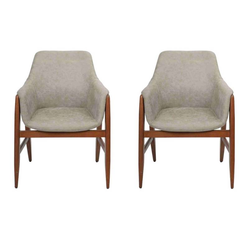 JVmoebel Armlehnstuhl Moderne graue Stühle aus Holz mit Stoffbezug für die Küche (2 St), Made in Europa von JVmoebel