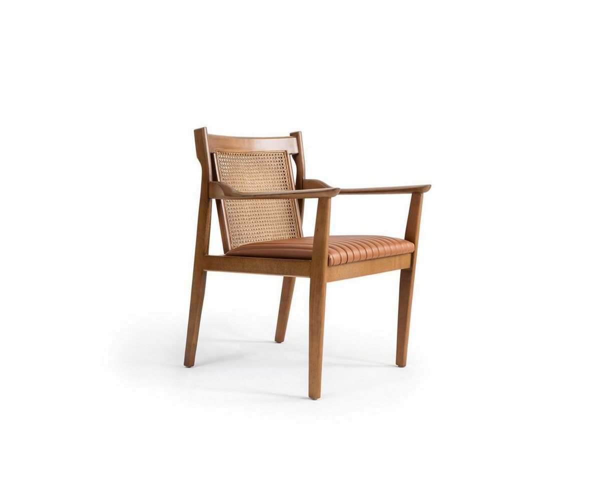JVmoebel Armlehnstuhl Modernen Holz Armlehnstuhl Polster Leder Esszimmer Stuhl Neu (1 St), Made in Europa von JVmoebel