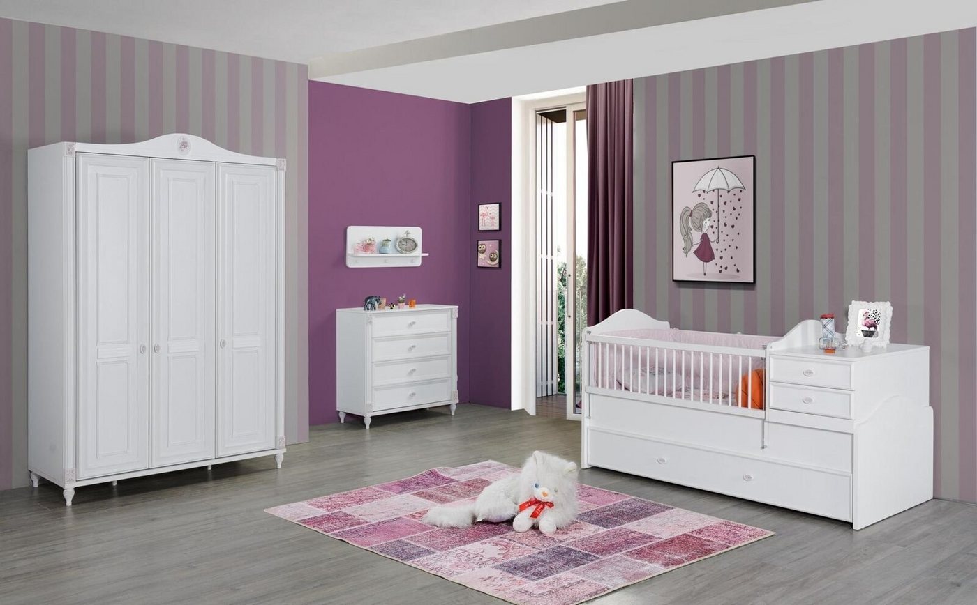 JVmoebel Babyzimmer-Komplettset Babybett Kinderbett Kleiderschrank Kommode Kinderzimmer Holz 3tlg, (3-St., 1x Kinderbett + 1x Kleiderschrank + 1x Kommode), Made in Europa von JVmoebel