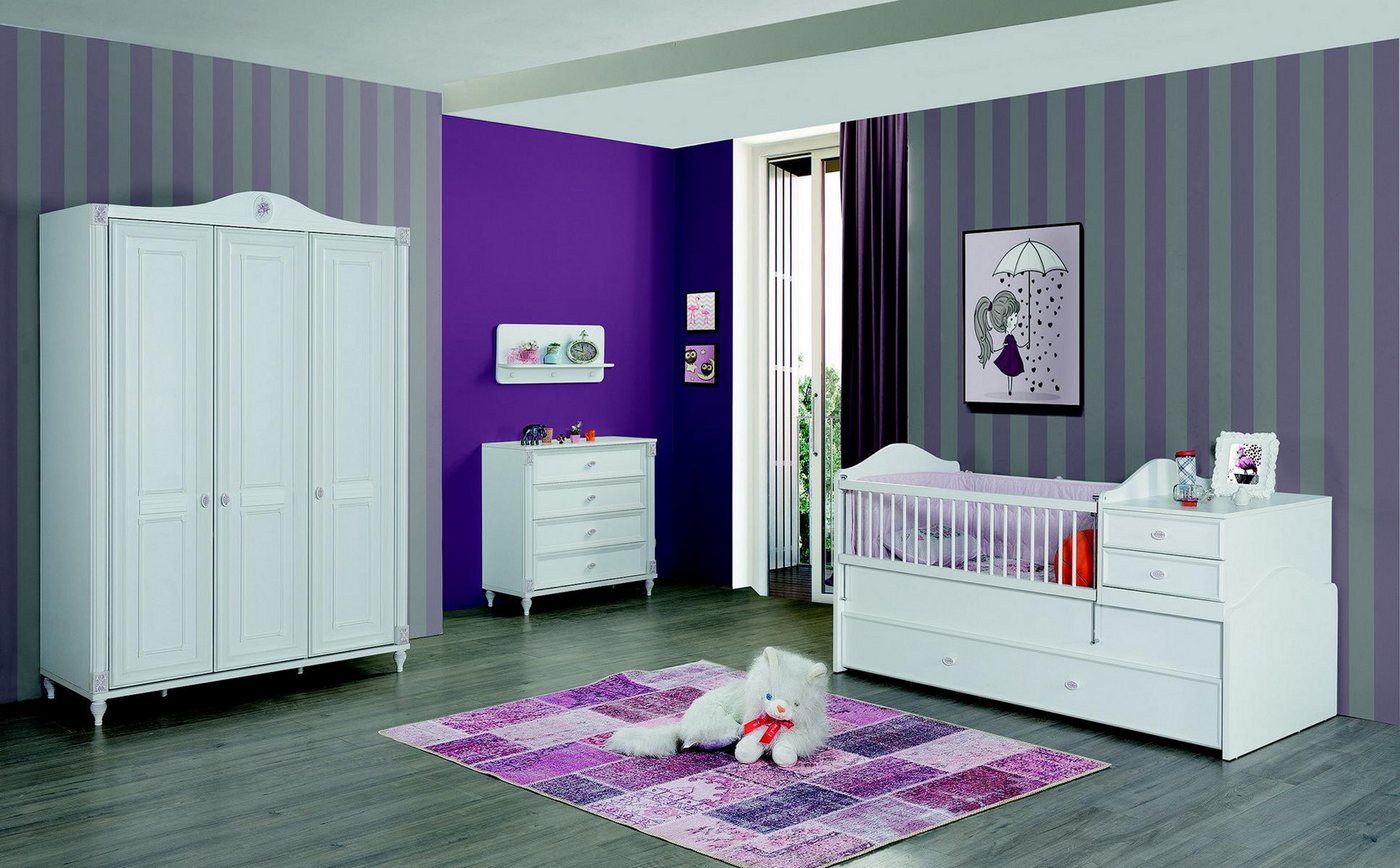 JVmoebel Babyzimmer-Komplettset Babyzimmer Set Kinderbett Kleiderschrank Kommode Schlafzimmer Neu, (3-St., 1x Kinderbett + 1x Kommode + 1x Kleiderschrank), Made in Europa von JVmoebel