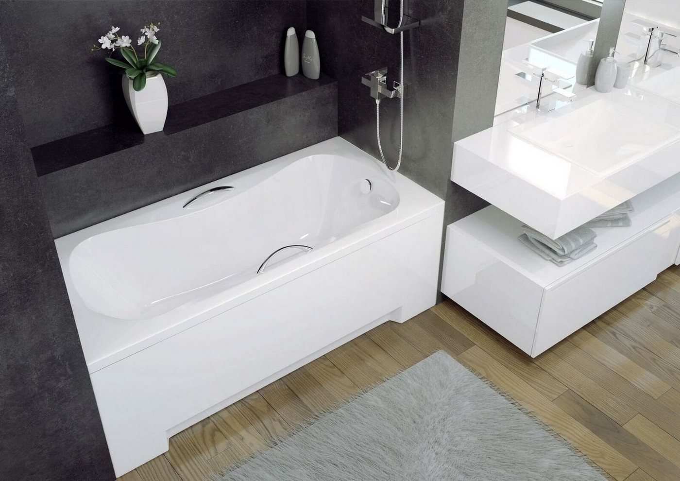 JVmoebel Badewanne, Design Badewanne Eck Wanne Acryl Moderne Badewannen von JVmoebel