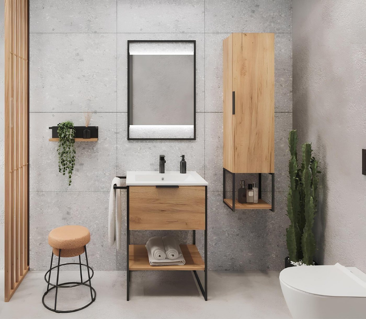 JVmoebel Badezimmer-Set 3tlg Wandschrank Design Waschtisch Schrank Möbel Set, (3tlg Badezimmer Set (Wandschrank + Waschtischschrank + Waschbecken), Made in Europa von JVmoebel