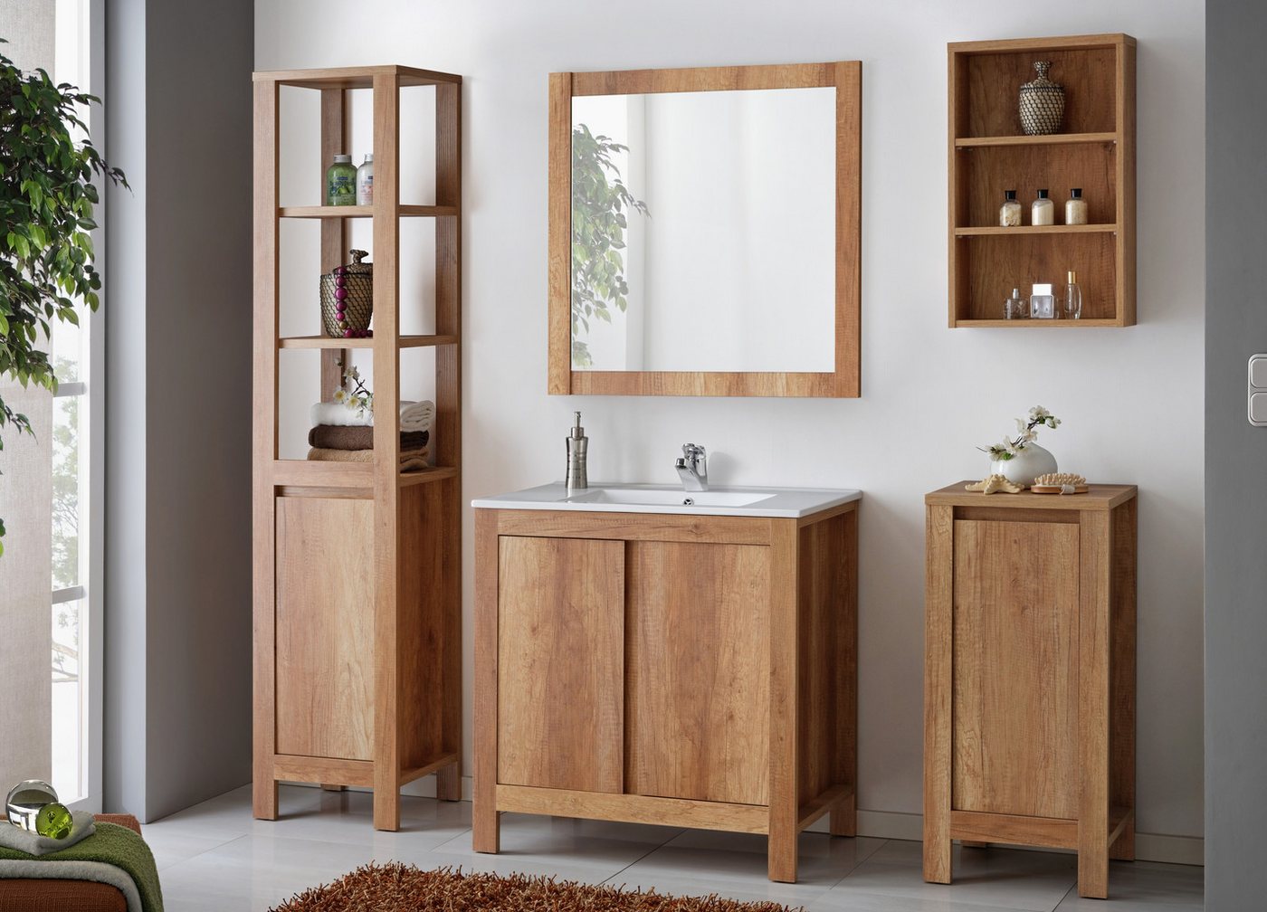 JVmoebel Badezimmer-Set Badezimmermöbel Set 5-teiliges Design Badschrank Set, Made in Europa von JVmoebel