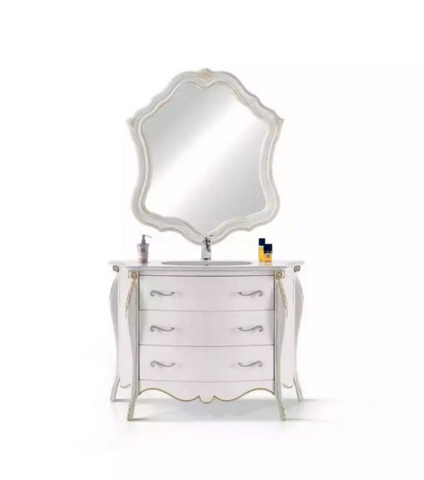 JVmoebel Badezimmer-Set Badschrank Set mit Waschbecken und Spiegel-Kommode, (2-St., Kommode mit Waschbecken + 1x Spiegel), Made in Italy von JVmoebel