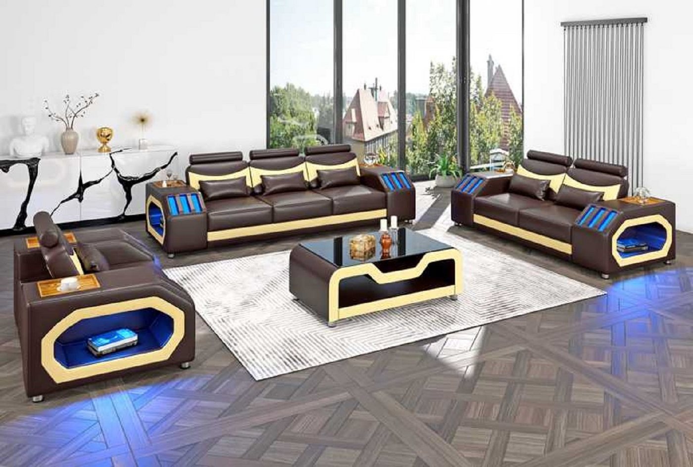 JVmoebel Badezimmer-Set Modern Sofagarnitur Zweisitzer Sessel Dreisitzer 3tlg Schwarz Set, (3-St., Nur Sofa 2+3 Sitzer + Sessel), Made in Europe von JVmoebel