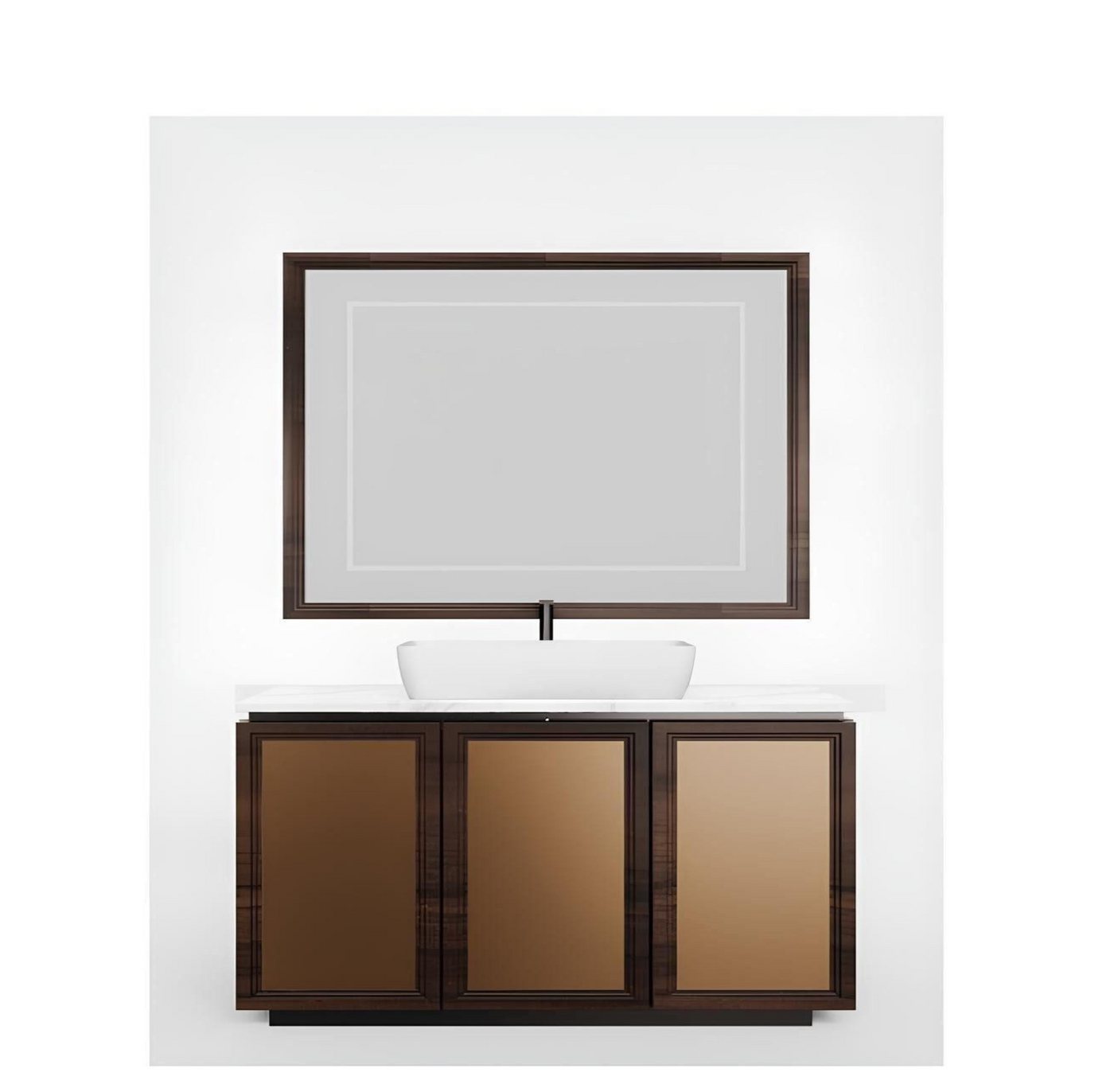 JVmoebel Badezimmer-Set Waschbecken Estro Collezioni Italienischer brauner, (2-St., Waschtisch + Spiegel), Made in Europa von JVmoebel