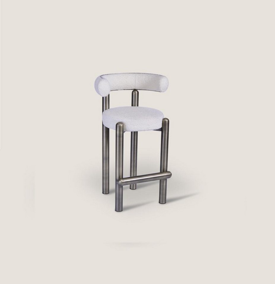 JVmoebel Barhocker Luxuriöser weißer Barhocker mit Edelstahlfüßen - Designerstück (1 St., 1x nur Barhocker), Made in Europa von JVmoebel