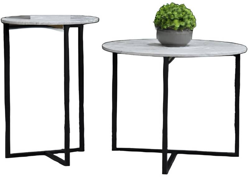 JVmoebel Beistelltisch Beistell Couch Designer Tische Marmor Metall Tisch Set für Wohnraum (2x Beistelltisch), Made in Europa von JVmoebel