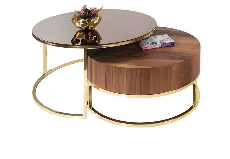 JVmoebel Beistelltisch Elegante braune Beistelltische aus Glas für stilvolle Räume (Beistelltisch 1, Beistelltisch 2), Made in Europe von JVmoebel