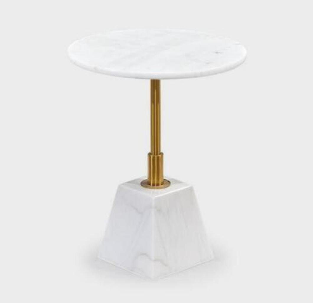 JVmoebel Beistelltisch Gold-Weißer Beistelltisch Stilvolle Wohnzimmer Marmor Runde Tische (1-St., 1x nur Beistelltisch), Made in Europa von JVmoebel