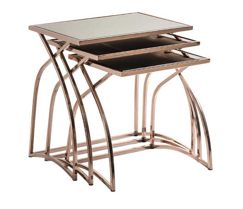 JVmoebel Beistelltisch Kompakte Beistelltische aus Glas und Edelstahl in Weiß (Maße Beistelltisch 1, Maße Beistelltisch 2, Maße Beistelltisch 3), Made in Europe von JVmoebel