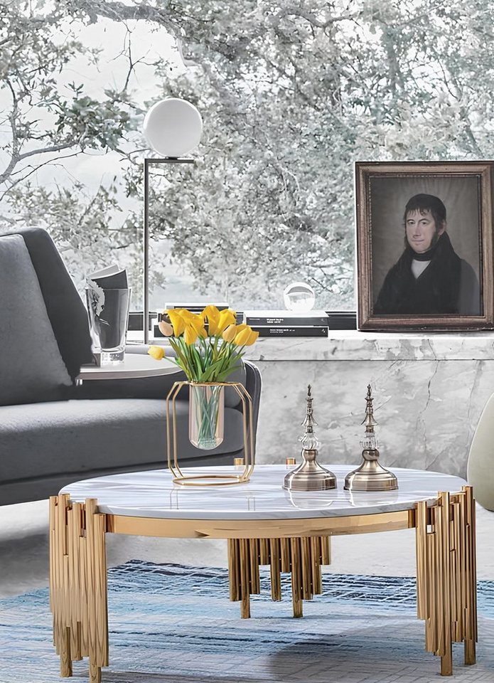 JVmoebel Couchtisch Luxus Design Couch Tisch Kaffee Beistell Tische Wohnzimmer Rund Marmor (Kaffeetisch C 43 klein 55 x 56 cm), Made in Europa von JVmoebel