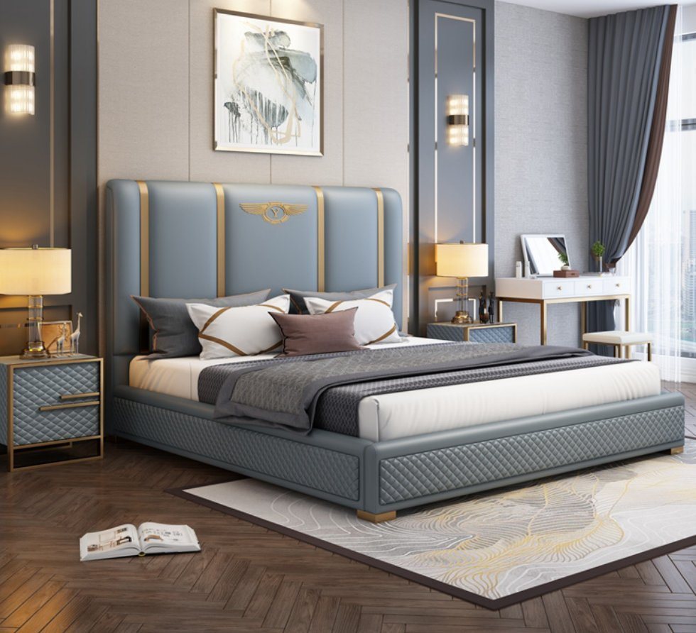 JVmoebel Bett, Bett Polster Design Luxus Metall Doppel Hotel Betten Ehe Schlaf von JVmoebel