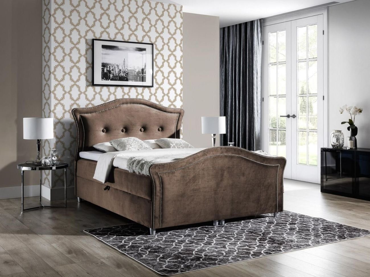 JVmoebel Bett, Chesterfield Boxspring Betten Hotel Bett Schlafzimmer Samt Doppelt von JVmoebel