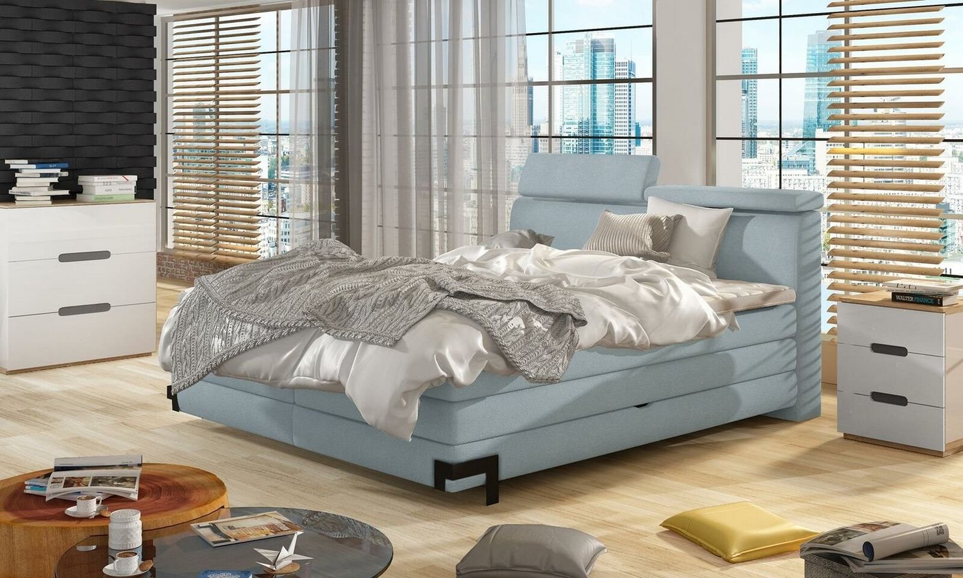 JVmoebel Bett, Designer Bett Schlafzimmer Betten Textil Luxus Polster Boxspringbett von JVmoebel