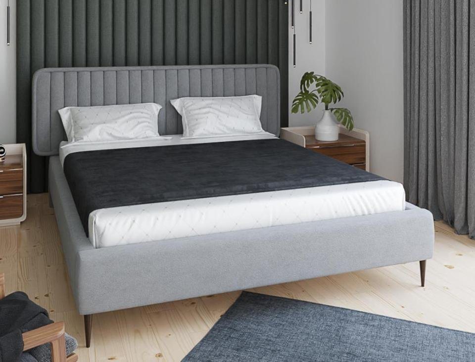 JVmoebel Bett, Grau Doppelbett Schlafzimmer Holz Möbel Design Polster Stoff Neu von JVmoebel