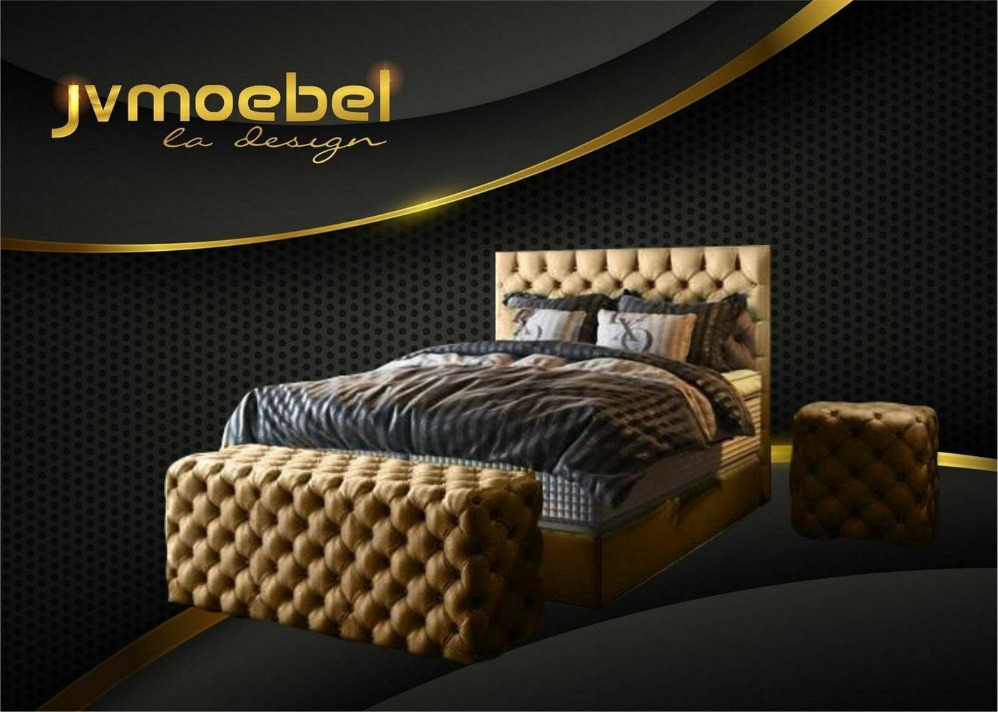 JVmoebel Bett, Luxus Bett Boxspringbett Schlafzimmer Betten Design Möbel Samt von JVmoebel