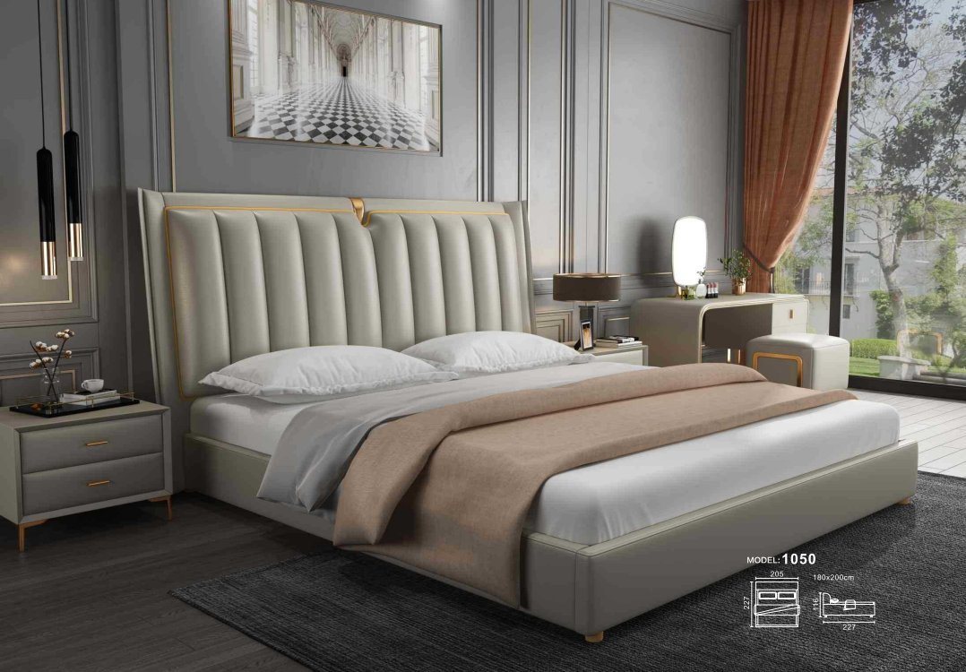 JVmoebel Bett, Luxus Bett Polsterbett Leder Gestell Schlafzimmer Betten 180x200cm von JVmoebel