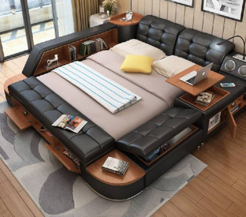 JVmoebel Multimediabett Multifunktion Betten Ehebett Doppelbett Polsterbett Schlafzimmer (1-tlg), Made in Europa von JVmoebel