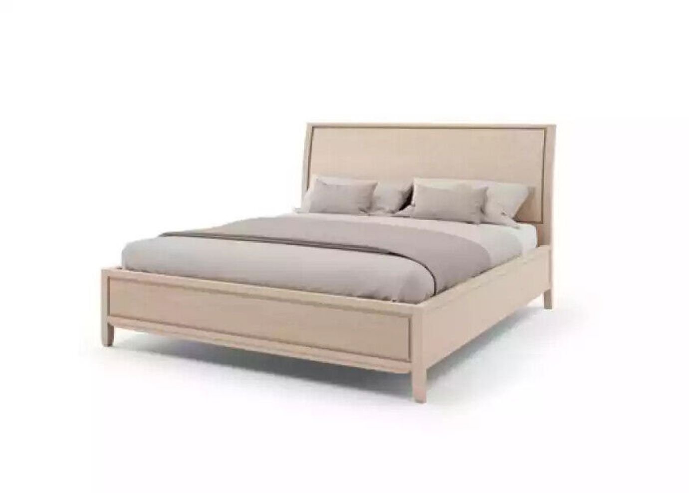 JVmoebel Bett Beige Bett Schlafzimmer Design Möbel Massiv Holz Neu (1-tlg., Bett), Made in Italy von JVmoebel