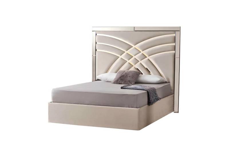 JVmoebel Bett Beiges Doppelbett Designer Schlafzimmer Bettrahmen Luxuriöse Möbel (1-tlg., Bett), Made in Europa von JVmoebel