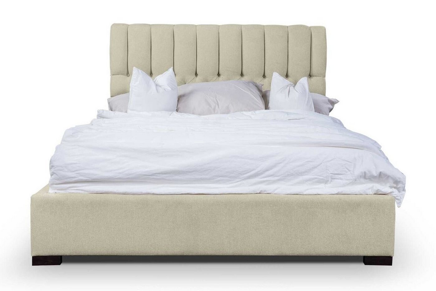 JVmoebel Bett Bett Beige Doppelbett Holz Modern Betten Luxus Stoff Bett Schlafzimmer (1-tlg., 1x Bett), Made in Europa von JVmoebel