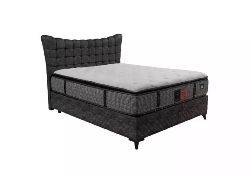 JVmoebel Bett Bett Boxspring Betten Luxus Doppelbett inkls. Matratze mit Caro Grau (1-tlg., Bett) von JVmoebel