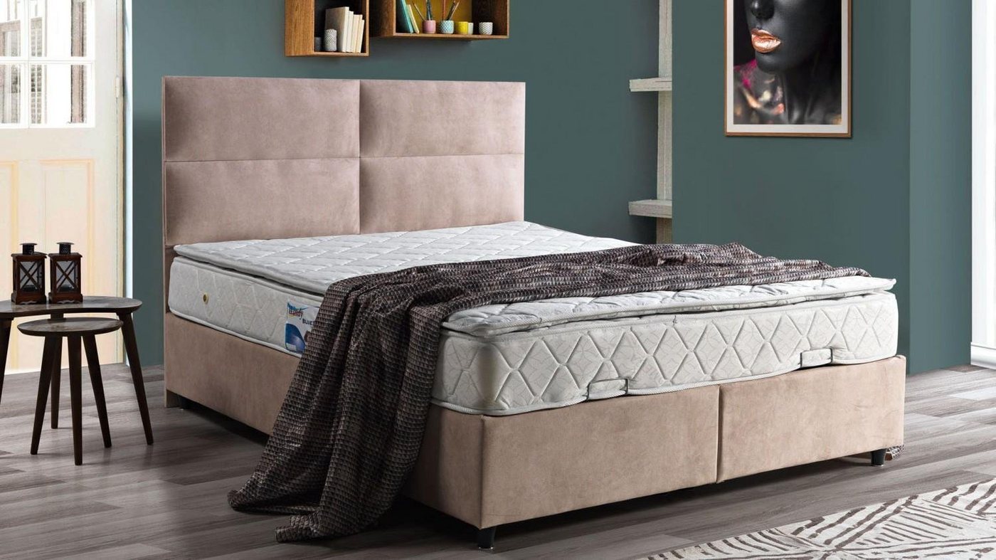 JVmoebel Bett Bett Design Betten Luxus Beige Polster Schlafzimmer Möbel Doppelbetten (Bett), Made In Europe von JVmoebel