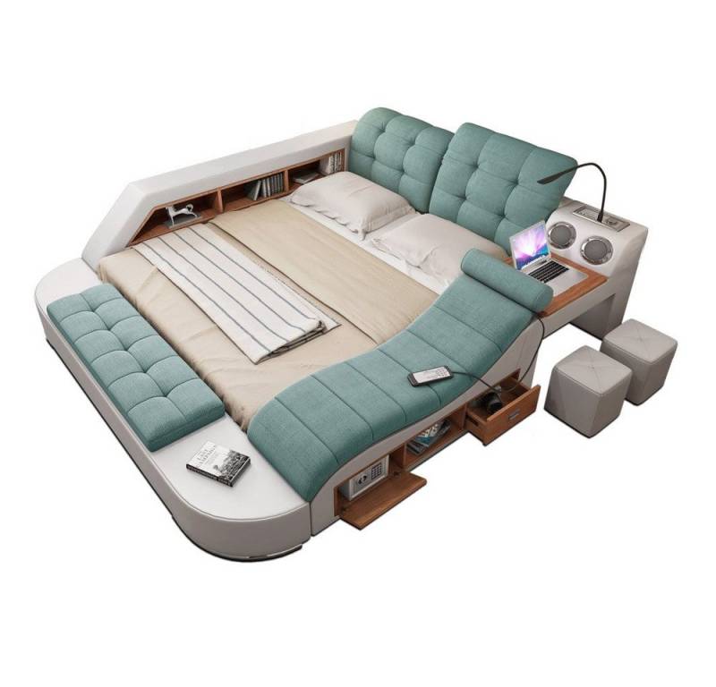 JVmoebel Multimediabett Bett Doppel Regale Polster Betten Multifunktion mit Massagefunktion, Made in Europa von JVmoebel