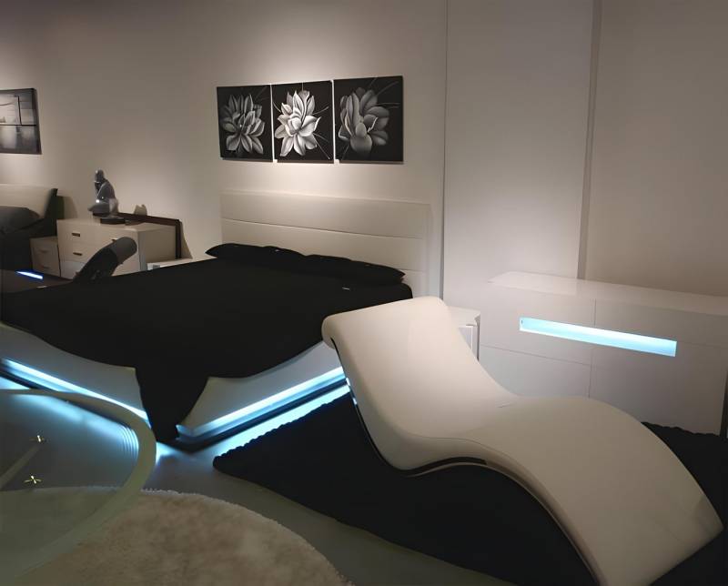 JVmoebel Bett Bett LED Licht Doppelbett 180 x 200 Möbel Einrichtung Schlafzimmer (Bett), Made in Europa von JVmoebel