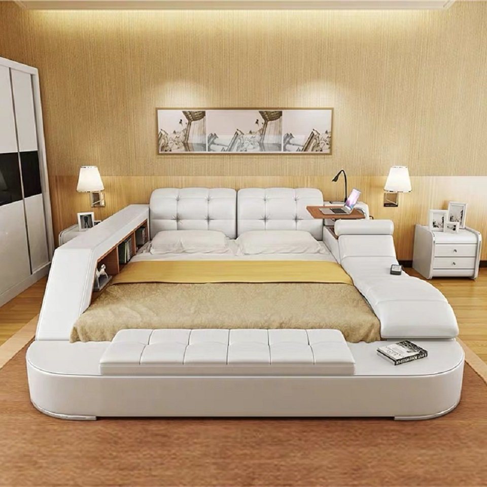JVmoebel Bett Bett Multifunktion - Tresor - Wärme Liege - USB - Sound Doppel Betten von JVmoebel