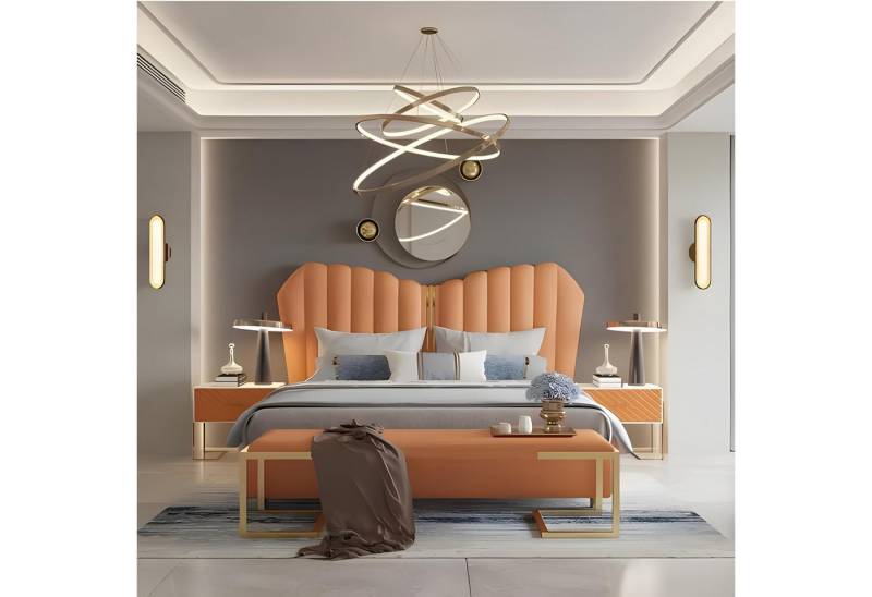 JVmoebel Bett Bett Orange Doppelbett 180 x 200 Möbel Einrichtung Schlafzimmer Design (Bett), Made in Europa von JVmoebel