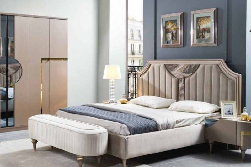 JVmoebel Bett Bettrahmen Doppel Holz Bettgestelle Schlafzimmer Weiß Luxus Bett (1-tlg) von JVmoebel