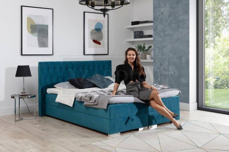 JVmoebel Boxspringbett Boxspringbett inkls. Matratze Bett Doppel Betten Hotel Polster (Bett), Made in Europa von JVmoebel