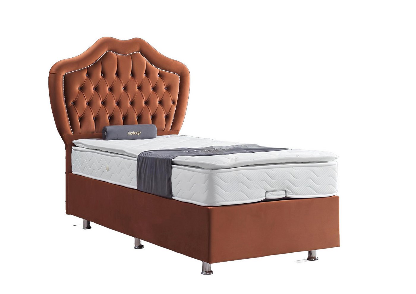 JVmoebel Bett Braun Einzelbett Boxspring Luxus Schlafzimmer im Chesterfield Stil (Bett), Made in Europa von JVmoebel