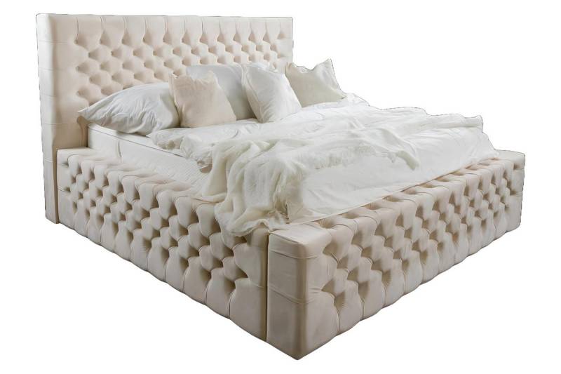 JVmoebel Bett Chesterfield Doppelbett Schlafzimmer Bett 180cm Matratze Beige (1-tlg., Bett), Made in Europa von JVmoebel