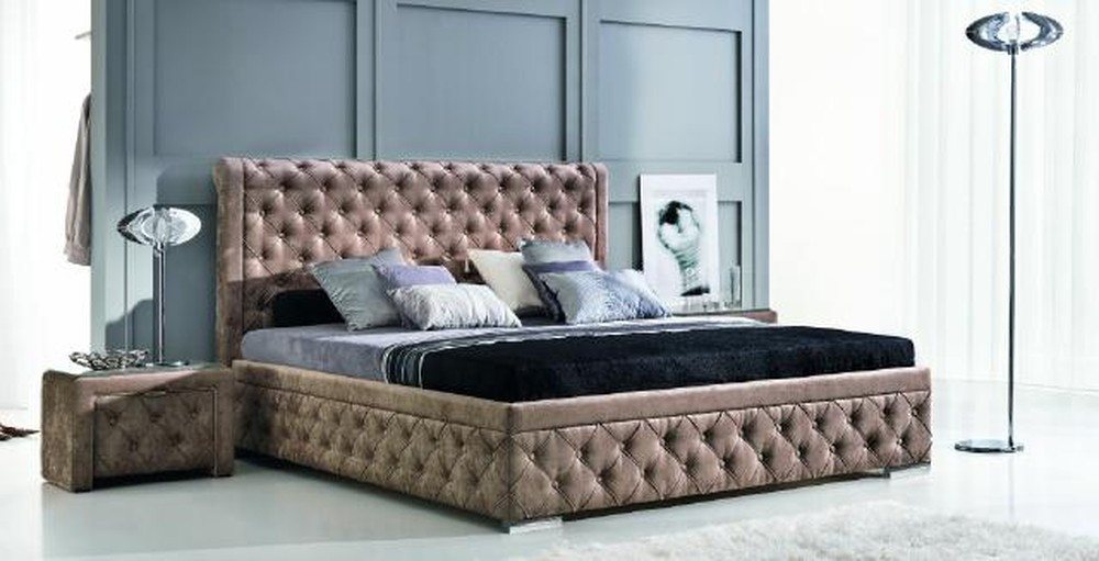 JVmoebel Polsterbett Chesterfield Ledercouch mit Stauraum für das Schlafzimmer, Made in Europa von JVmoebel