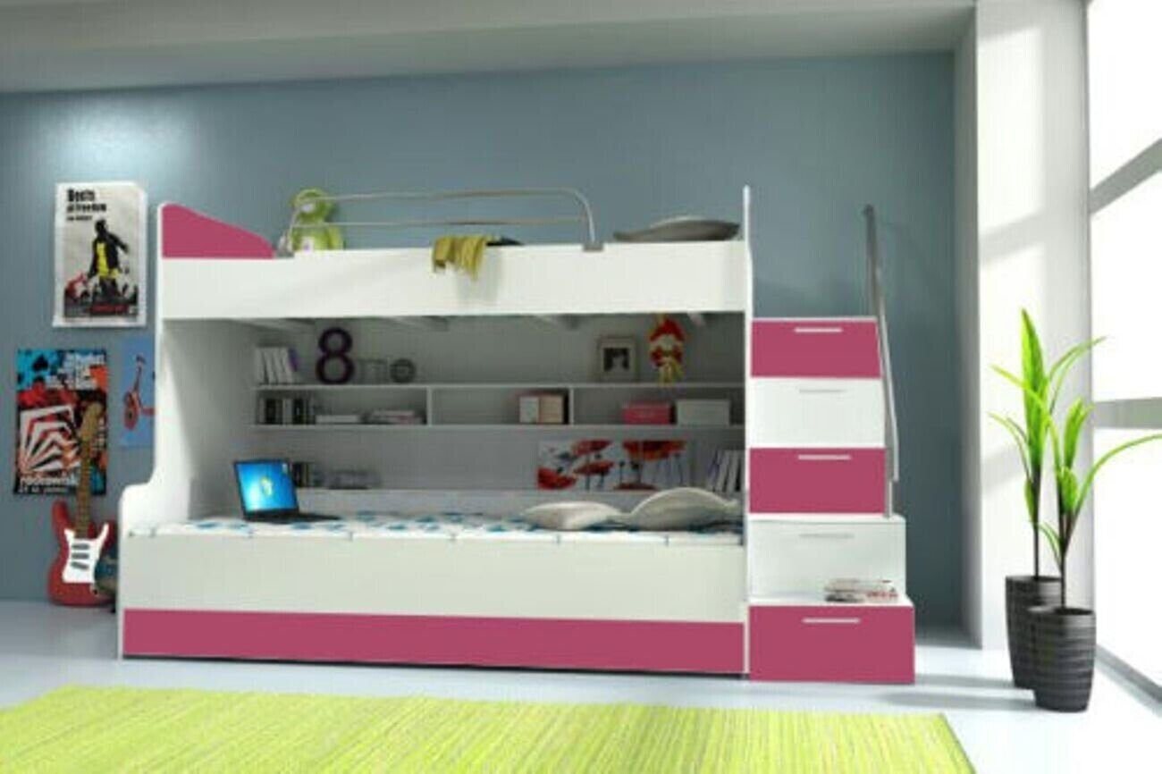 JVmoebel Bett DOPPELSTOCKBETT "HOCHGLANZ" KINDER HOCHBETT ETAGENBETT SOFORT (1-tlg., Etagenbett), Made in Europa von JVmoebel