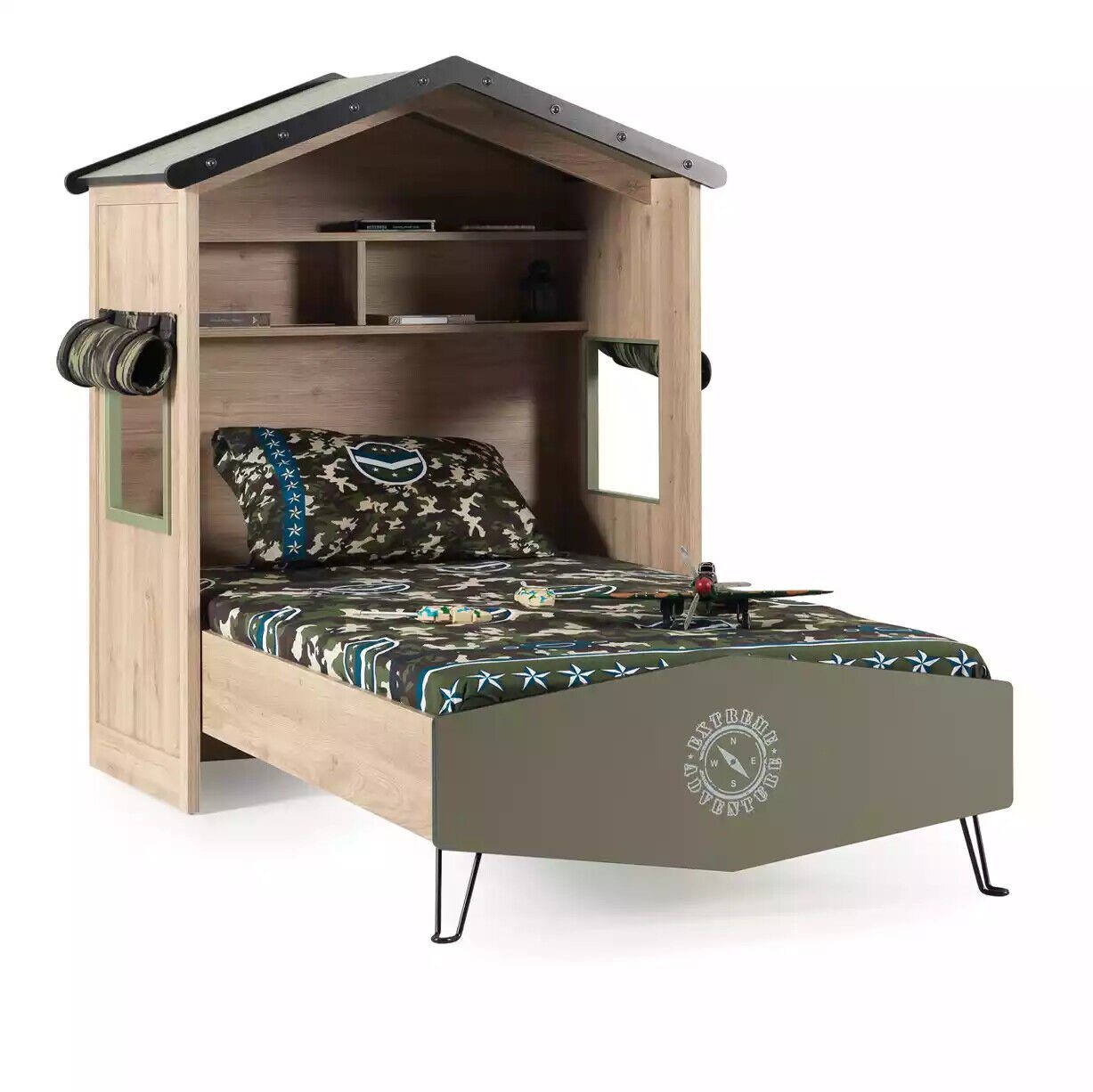 JVmoebel Bett Design Bett Holz Grün Jungen Kindermöbel Kinderbett Modern (1-tlg., Bett), Made in Europe von JVmoebel