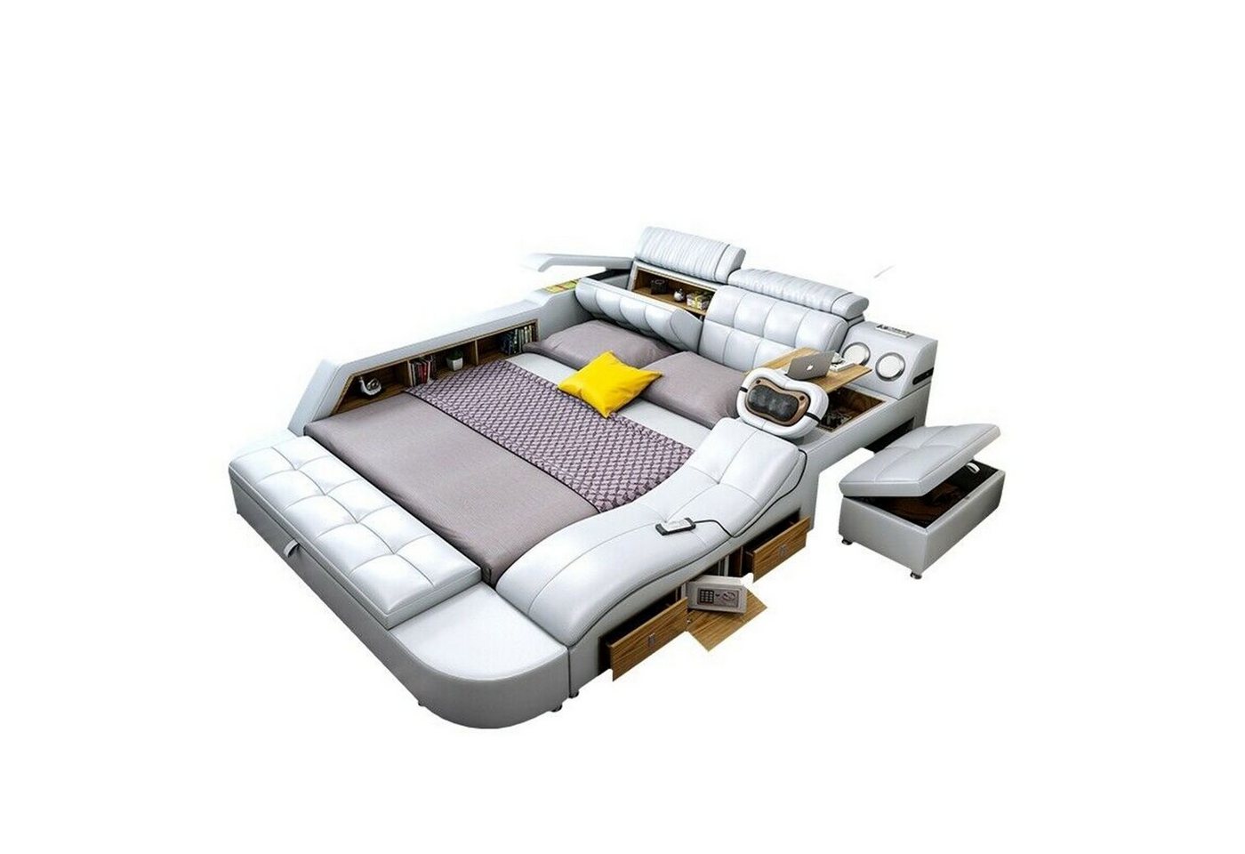 JVmoebel Multimediabett Design Bett XXL Big Leder Hotel Polster 180x200 Multifunktion Regal, Made in Europa JVmoebel Multimediabett Design Bett XXL Big Leder Hotel Polster 180x200 Multifunktion Regal, Made in Europa von JVmoebel