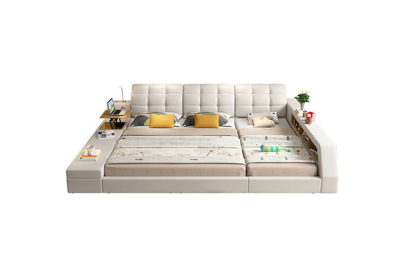 JVmoebel Multimediabett Design Leder Betten Hotel Doppel Ablage Regal 180x200 Multifunktions (1-tlg), Made in Europa von JVmoebel